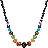 WETMT Obsidian Chakra Necklace for Women 7 Natural Crystal Healing Necklace Gemstone Beaded Necklace Yoga Stone Beaded Necklace Handmade Jewelry