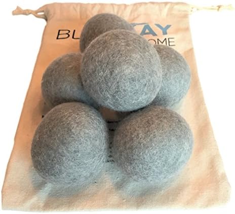 Organic Wool Dryer Balls - 100% Pure New Zealand Wool - Handmade Felted - Natural Fabric Softener - Best Eco-friendly Reusable Alternative To Dryer Sheets - Great For Cloth Diapers - 6 Pack XL (Grey)