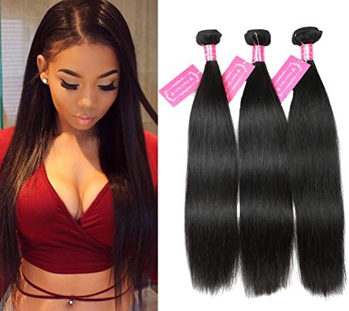 Elegant Queen 8A Virgin Brazilian Remy Human Hair Straight Hair Extensions 3 Bundles Natural Black 100% Unprocessed Real Human Hair Weave Bundle Deals 10 10 10Inch