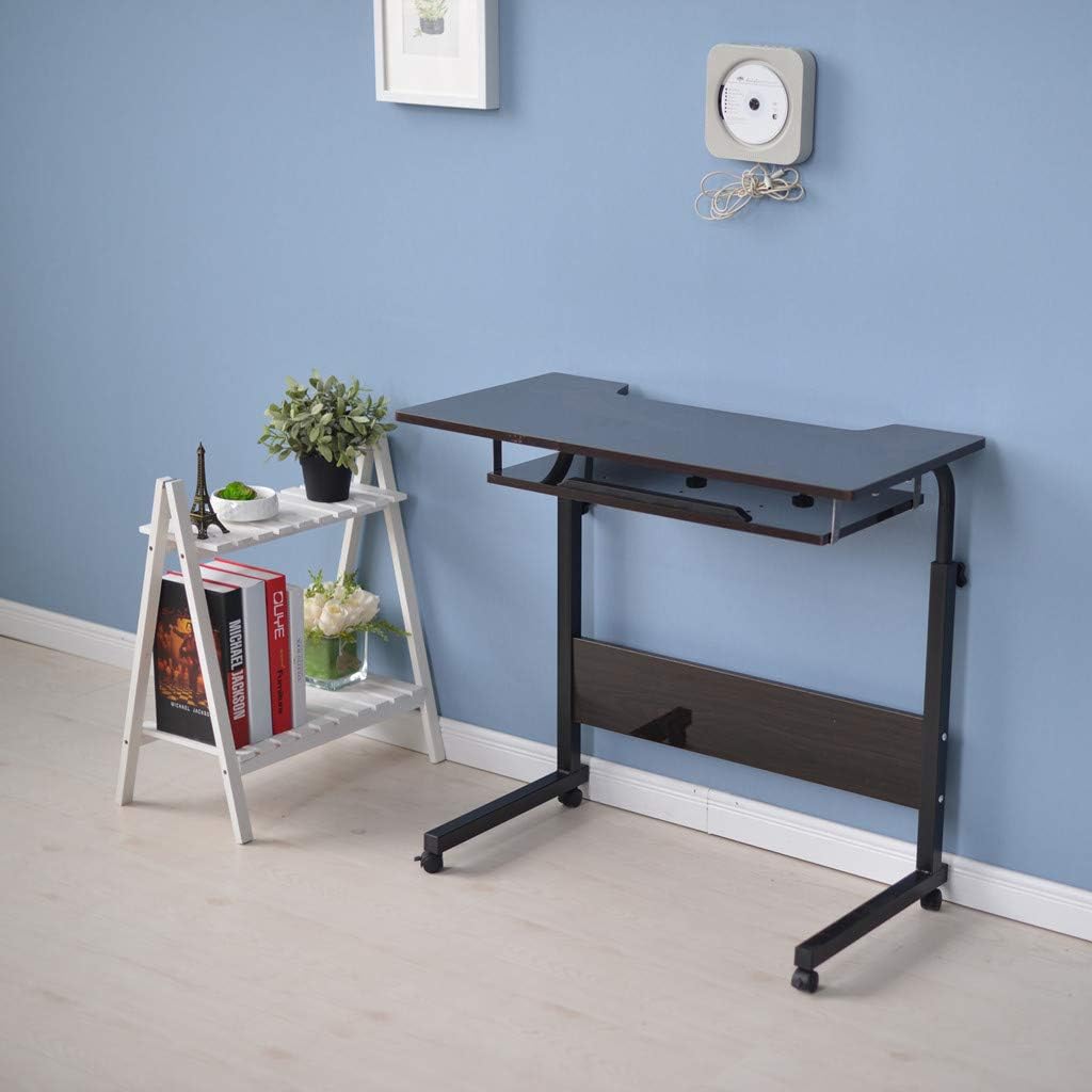 Modern Simple Laptop Computer Desk Mobile Student Study Writing Table Adjustable Home Office Desk Furniture with with Drawer (Shipping from USA (Black)