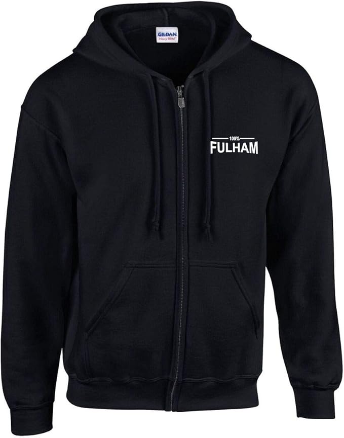 100 Fulham Football Zip Hoodie Mens Black 2XL Amazon.co.uk Clothing