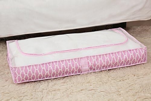 Khandro Canvas Underbed Storage Bag Clothes Blanket Organizer with Clear Window