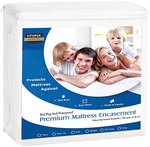 Utopia Bedding Premium Zippered Waterproof Mattress Encasement - Zipper Opening Mattress Protector (Twin)