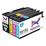HaloFox 1 Set Ink Cartridges Replacement (With The Latest Chip) Compatible For HP 950 951 950XL 951XL Use With HP OfficeJet Pro 8610 8620 8100 8660 8600 8615 8625 8630 8640 251dw 271dw 276dw Printers