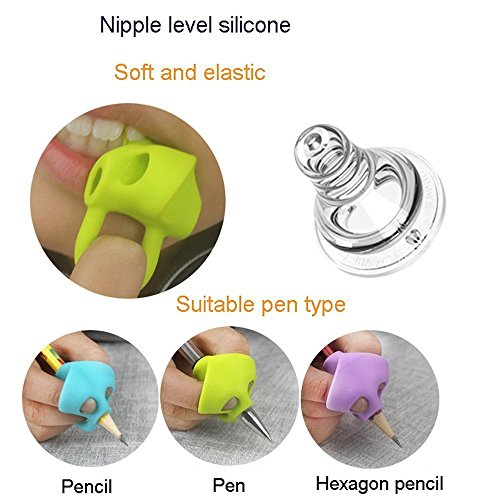 Goblin's Treasures Pencil Grips Writing Aid Grip Trainer Posture Correction Finger Grip for Kids Preschoolers Special Needs(6Pcs)