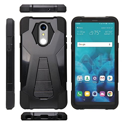 LG Stylo 4 Case, Trishield Gear Dual layer Hybrid Rugged Black Phone Cover For LG Stylo 4 Parasailing