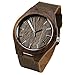 WIOR Walnut Wood Watches for Men Brown Leather Strap Wristwatches Genuine Leather Band with Gift Box