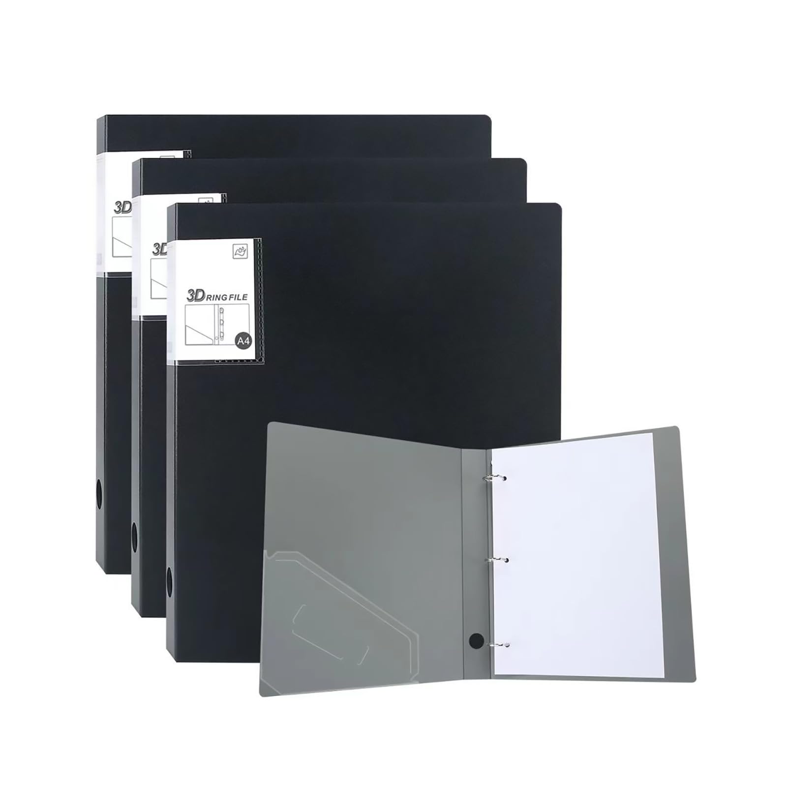 URbantin Ring Binder A4,4 Pack A4 Ring Binders 3 Ring,3D-Rings, 35 mm Spine,Black