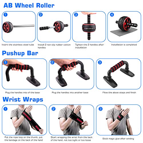 Home Gym Kit,Ab Roller Wheel with Knee Mat,Gyroscope Wrist Exerciser