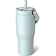 BrüMate Resa 25oz 100% Leakproof Travel Tumbler with Handle & Straw | Flexible Soft Sip Straw | Silicone Sleeve for Durability | Stainless Steel | Cup Holder & Travel Friendly | (Blue Agave)