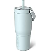 BrüMate Resa 25oz 100% Leakproof Travel Tumbler w/Handle & Straw | Flexible SoftSip Straw | Silicone Sleeve for Durability | Stainless Steel | Cup Holder & Travel Friendly Water Bottle (Blue Agave)