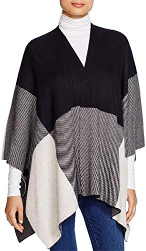 SIONI Womens Wool Colorblock Poncho Sweater