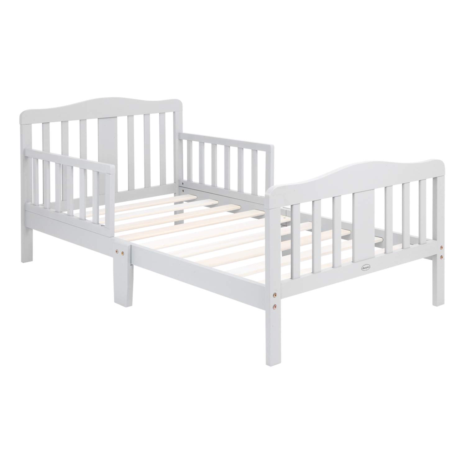 Amazon Com Bonnlo Toddler Bed With Guard Rail For Kids Children Gray Kitchen Dining