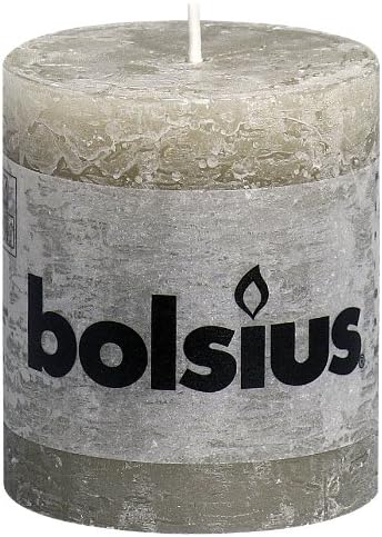 RUSTIC Bolsius Short Textured Pillar Candle in Slate Grey