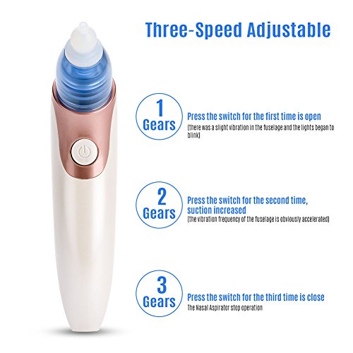 Professional Baby Nasal Aspirator, 3 Speed ​​Setting Electric Nose Cleaner Baby Nasal Mucus Running Sucker Snot Sucker Nostril Clean with 4 Silicone Nozzles(#1) - Thumbnail 5