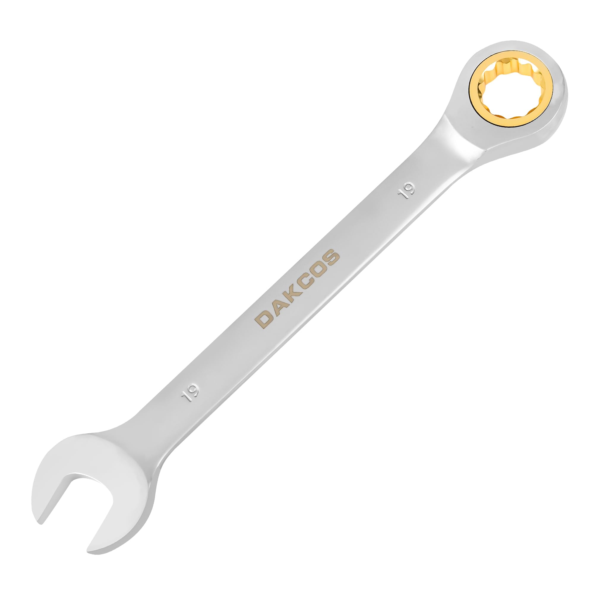 DAKCOS Fixed Head Ratchet Spanner 19mm Ratcheting Combination Wrench Chrome Vanadium Steel
