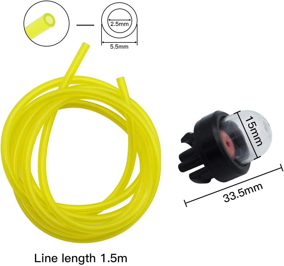 Fuel Primer Bulb 4 Pcs Carburetor Oil Bubble Primer Bulb Pump One Inner Diameter 2.5 mm Outer Diameter 5.5 mm Yellow Tubing 1.5 Meters Long General Weed Eater Accessories - Image 3