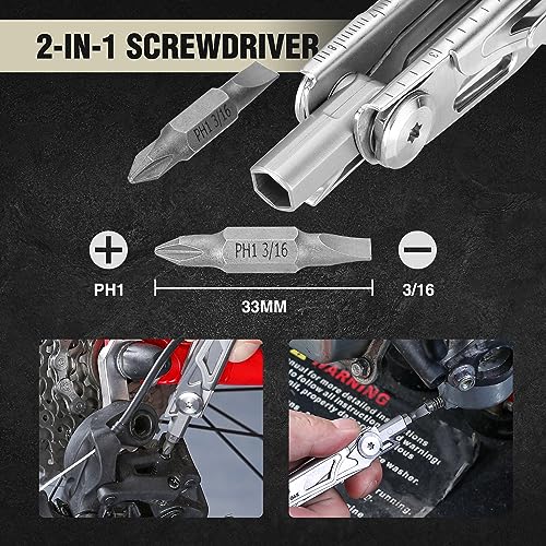 Mossy Oak Multifunction Knife, 12 in 1 Multi-purpose Folding Knife Stainless Steel Multifunctional Tool with Knife, Scissors, Screwed for Camping Hiking