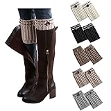 Bestjybt Womens Short Boots Socks Crochet Knitted Boot Cuffs Leg Warmers Socks (5 Pairs-Style B)