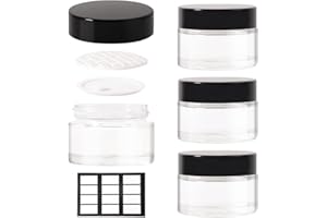 Stellacare 4 pack 1oz Glass Jars Round Empty Cosmetic Containers, Refillable Glass Jars with Lids for Face Creams, Lotions, Powders,Salves Ointments,Potravel Storage
