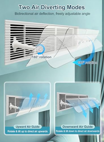 Necomi Central Air Conditioning Ceflector, Adjustable Size Split Air Conditioner Deflector, Transparent Panel عاكس هواء مكيف سبليت, Min 60cm Max 100cm, Fit for Central Air Deflector Grilles