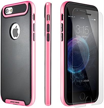 iPhone SE Case, Iphone 5 5s Case + [Tempered Glass Screen Protector] PowerMoxie [HEAVY DUTY SLIM CASE] Dual Layer Protection Cover Shock Absorbing for iPhone 5 5s SE Pink (Black)