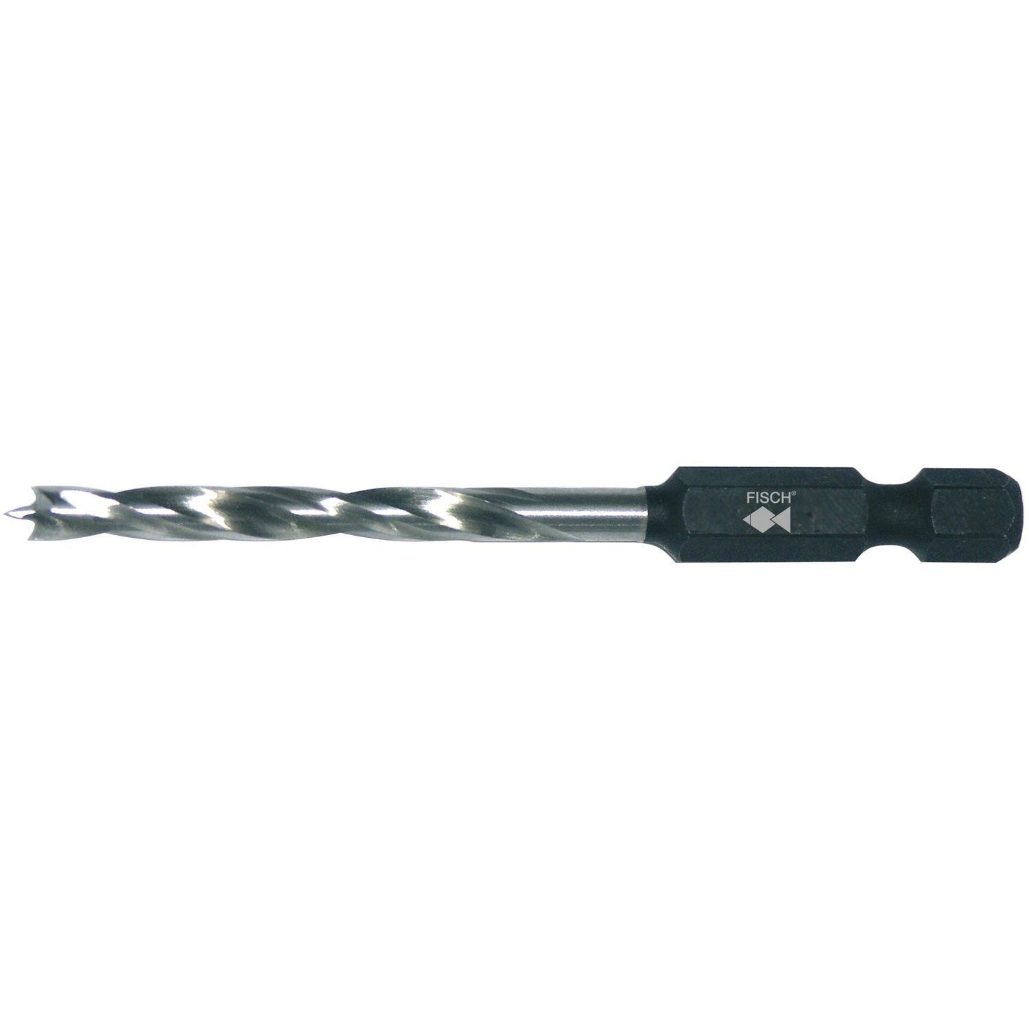 Fisch FSF-265344 Hex Shank High Speed Steel Double Flute Brad Point Drill, 3mm