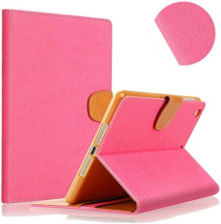 iPad Mini Case,Souldio™ Smart Stand Case with Auto Sleep/Wake and Translucent Back Durable Exquisite Denim PU Leather Protective Flip Wallet Cover with Card Holder and Kickstand(Red Rose)