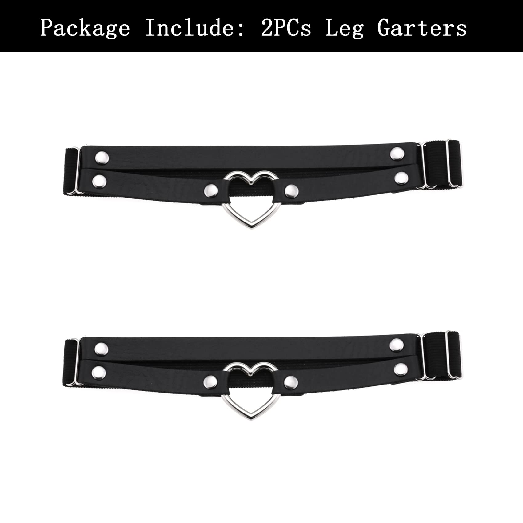 alisikee 2 x Adjustable Heart Leg Garters Elastic Thigh Garters for Women