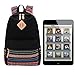 School Backpack for Girls, Hmxpls Cute School Bag for High School & Middle School, Bohemia Boho Macbook Laptop Sleeve for Teens College Students Casual Travel Outdoor Canvas Bookbags - Black