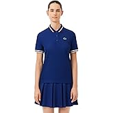 Lacoste Womens Sport Uv Protect Stripe Collar Tennis Polo Shirt