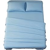 SONORO KATE Bed Sheet Set Super Soft Microfiber 1800 Thread Count Luxury Egyptian Sheets 16-Inch Deep Pocket Wrinkle and Hypoallergenic-4 Piece(Queen Lake Blue)