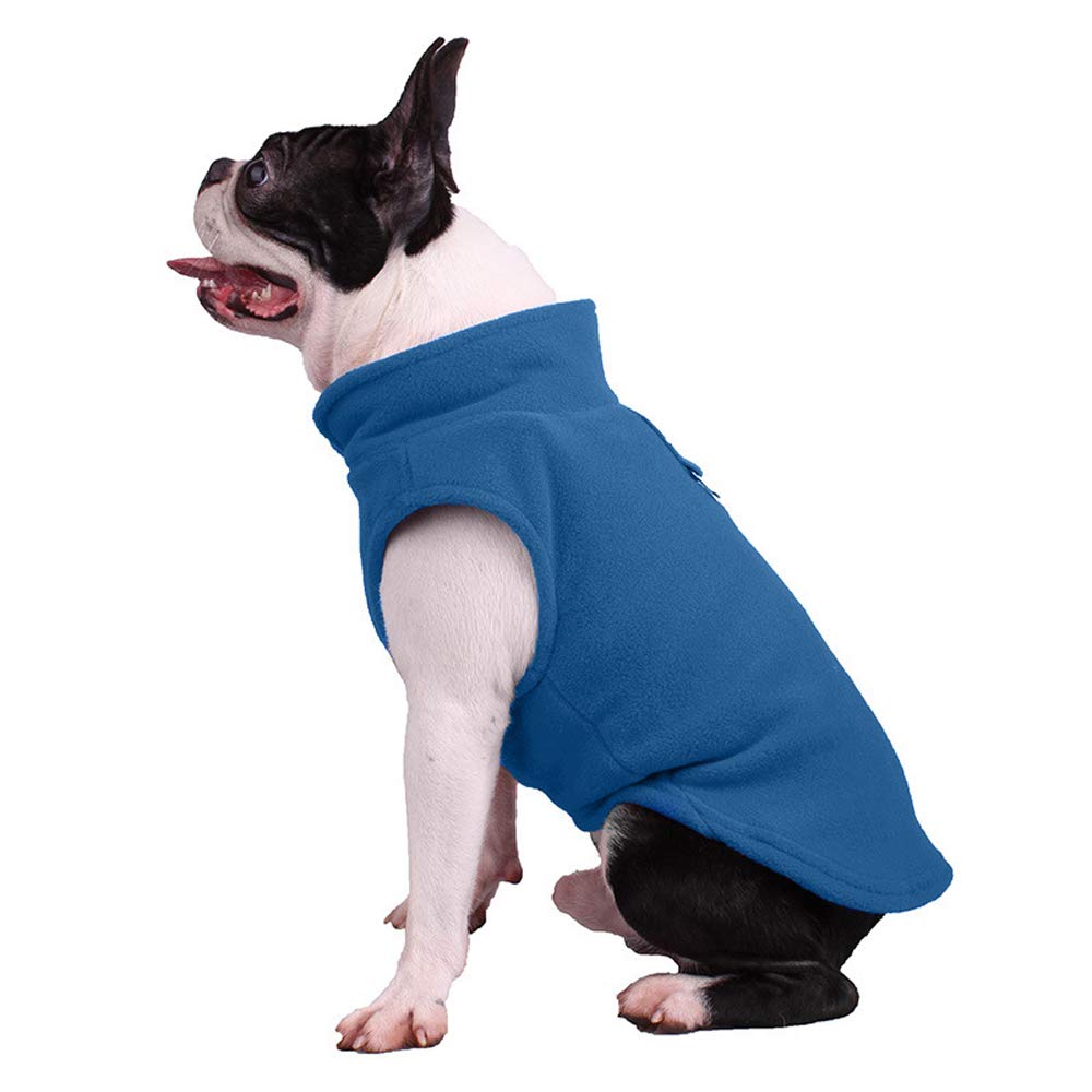Pet Clothes, Dog Cold Weather Coat Warm Dog Jumpers Soft Fleece Vest Jacket with Leash Ring Costume for Puppy Small Dogs (L-Blue)