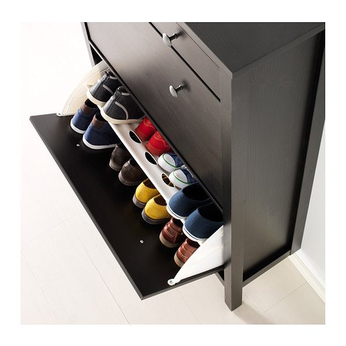 Ikea Hemnes Shoe Rack with 2 Compartments and 1 Drawer Black Brown Modern Buy Online