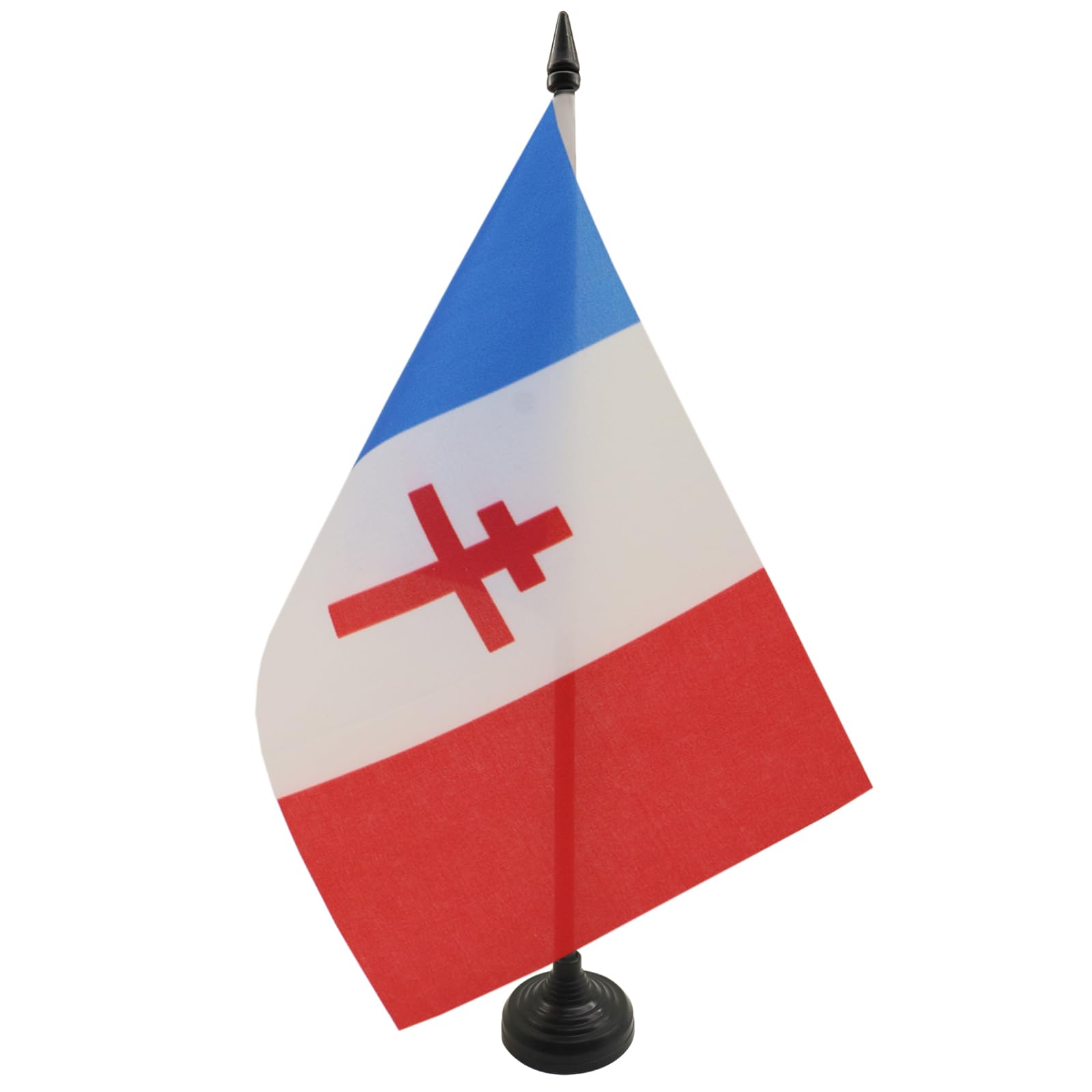 AZ FLAG Free France 1940-1944 Table Flag 5'' x 8'' - French resistance Office Decoration 100% Polyester 21 x 14 cm - Mini Desk Flag with Pole and Black Plastic Base
