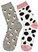 Carahere Women Girl Cute Cartoon Animal Pattern Socks Novelty Fun Cotton Crew Socks Grey/White