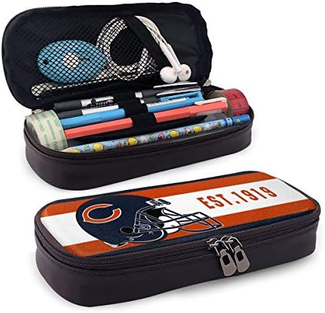 Dalean Design Cartoon Mouse PU Leather Pencil Case Chicago Bears Bag Double Zipper Pen Pouch Holder Stationery Cosmetic Makeup Bag - 8x3.5x1.5 Inch