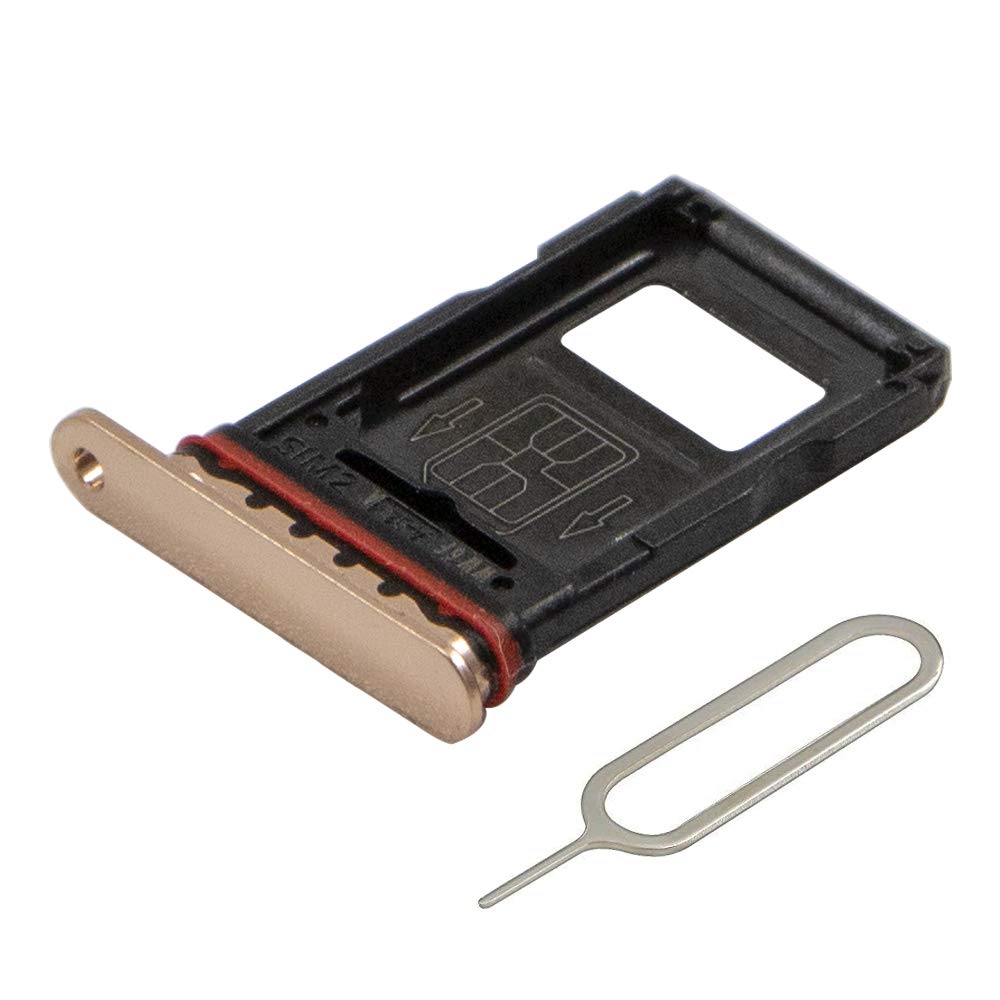MMOBIEL SIM Card Slot Tray Holder Replacement Compatible with OnePlus 7 Pro 2019 - Incl. Rubber Gasket and Sim Pin - Gold