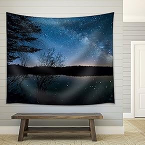 Milky Way with Trees - Fabric Wall Tapestry Home Decor - 51x60 inches