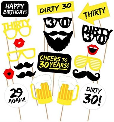 KingWare DIY 30th Birthday Party Photo Booth Props Kit, Suitable for His or Her 30th Birthday Celebration, 20pcs