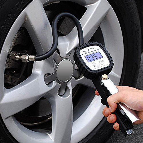 Digital Tire Pressure Gauge - Classic Portable Accurate Air Tire Inflator Pumping Gun with Rubber Hose and Quick Connecter Plug for All vehicles Car Truck Motorcycle Bike - Thumbnail 5