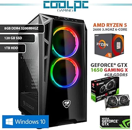 CoolPC - PC Gamer I (CPU 6-Core 6 x 3.9Ghz, MSI GeForce GTX 1650 Gaming