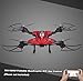 Hobbylane Foldable Drone with Camera, Wifi Remote Control HD Camera 0.3PM FPV Transmission Folding RC Quadcopter, WIFI Go Set Flight Route Mode Headless Mode LED Night Lights (Red)