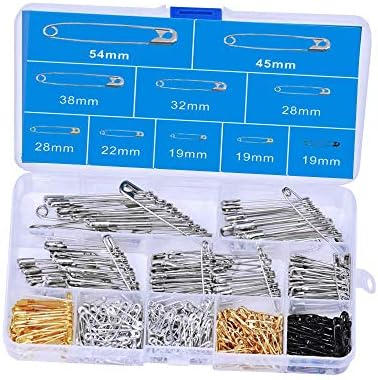 562 Pieces Safety Pins with 7 Sizes (19 mm, 22mm, 28 mm, 32mm, 38 mm, 45 mm, 54mm) for Clothing, Crafts, Art, Sewing Jewelry Making and Blanket