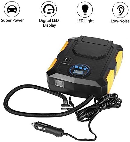 Auto Digital Tire Inflator Pump, Air Compressor Tyre Pump, 12V 150 PSI Tyre Pressure Gauge Fixed Value Auto Stop for Car Tyre, SUV, Truck, Basketballs, Bicycle, Motorcycle (7.8 x 6.3 x 3.1（inch）)