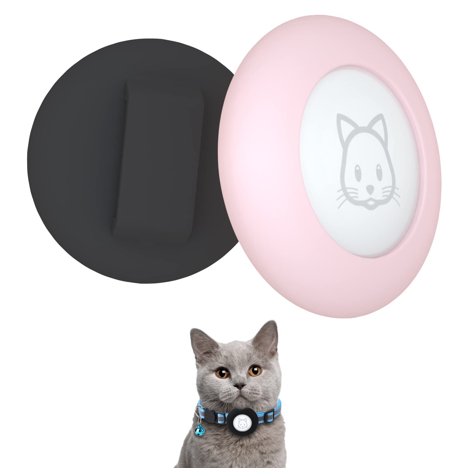 SimpleThings Air-tag Cat Collar Holder, Pet Silicone Protective Case for Air-tag, 2Pack Waterproof Case Cover for Apple Air-tag Cat Dog Pet Collar Within 3/8 inch
