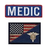 Medic EMT USA Flag Tactical Hook Patch 2pcs Bundle by Miltacusa