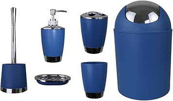 Gmmh 6tlg Badset Badezimmer Zubehor Set Seifenspender Halter Wc Burste Badgarnitur Dunkel Blau Amazon De Kuche Haushalt