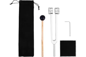 5pcs Tuning Fork Set, 128Hz Tuning Forks with Wooden Hammer & Wrench Sound Instruments for Yoga Chakra Balancing