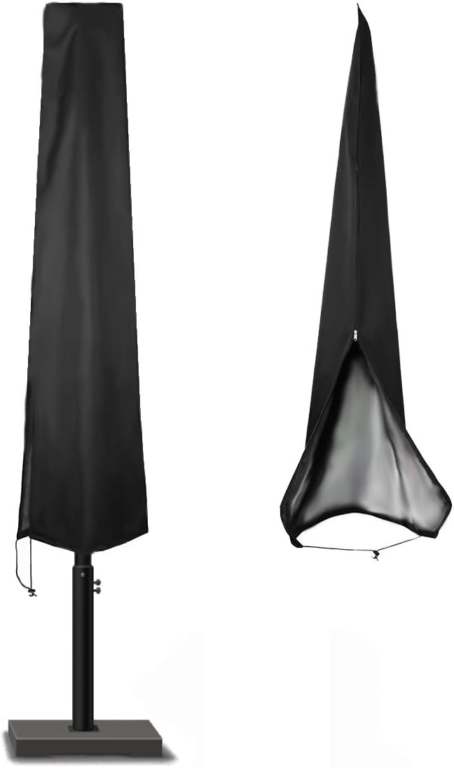 Fenghome Patio Umbrella Cover Fits 7ft To 11ft Outdoor Market Parasol Umbrellas Black Protective Uv Resistant Waterproof Cover With Zipper Umbrella Covers Patio Lawn Garden